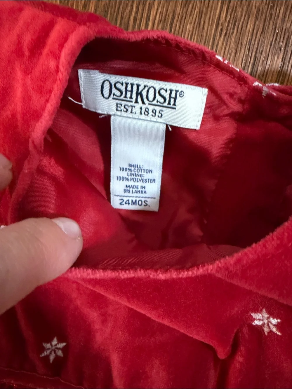 vintage OshKosh B'gosh red velour/velvet snowflake jumper romper holiday 24 mt